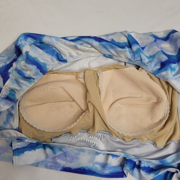 Y2K/90s VINTAGE cloud print top side tie bikini tankini plus size 2X - Picture 5 of 9